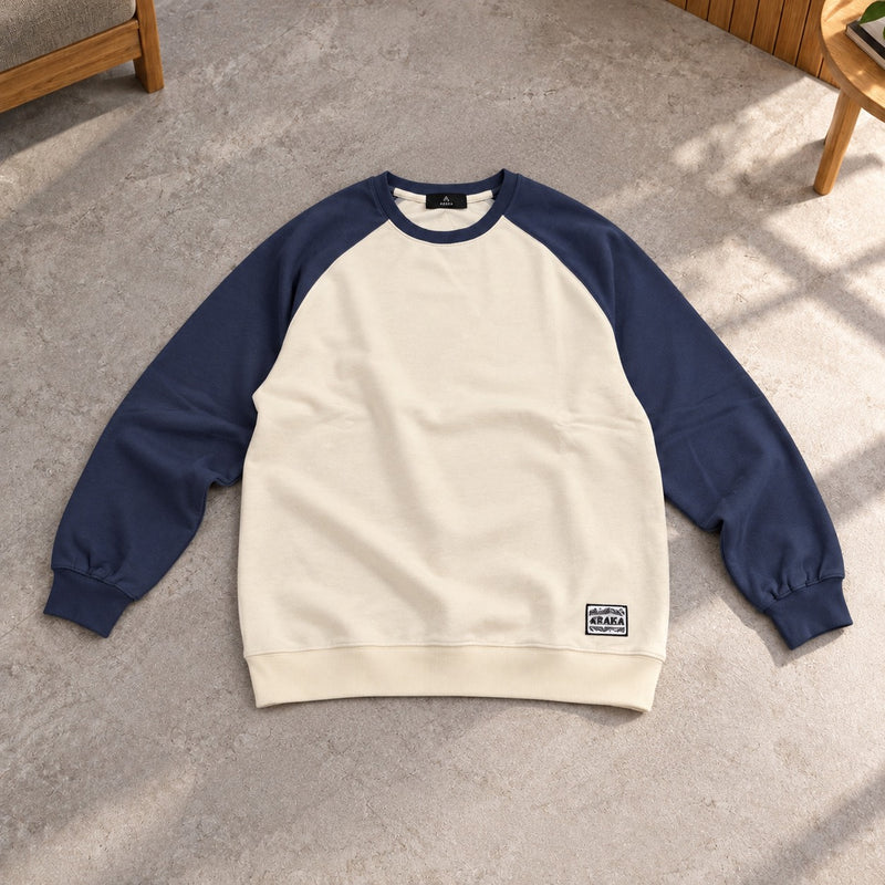 ARAKA TWO-TONE RAGLAN CREWNECK