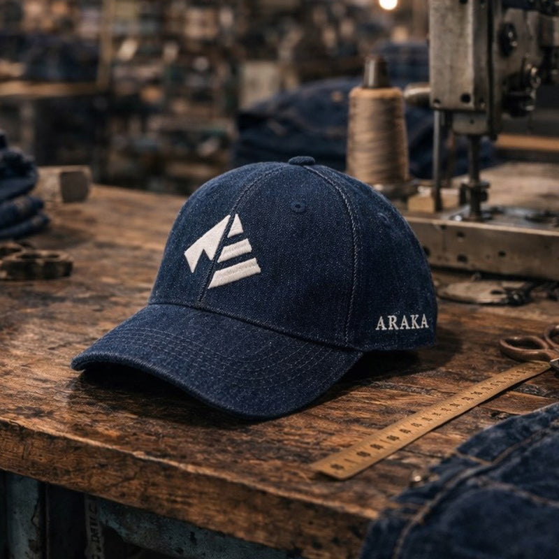 ARAKA DENIM LOGO CAP-INDIGO